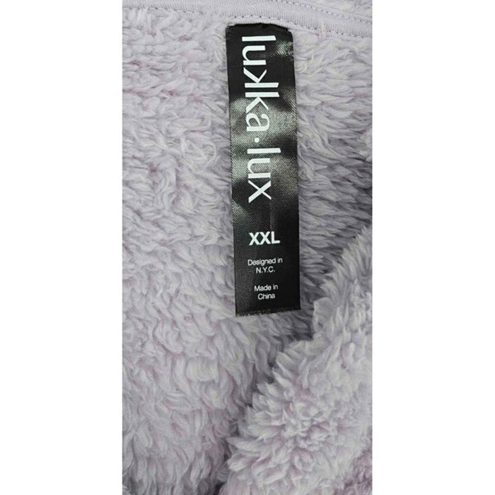 New Lukka Lux V-Neck Lilac Sherpa Pullover Hooded Funnel Neck Sweater XXL - Picture 3 of 4